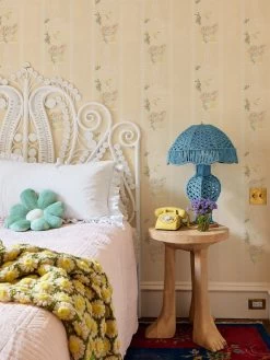 'Embroidered Birdcages' Wallpaper By Lingua Franca - Cream