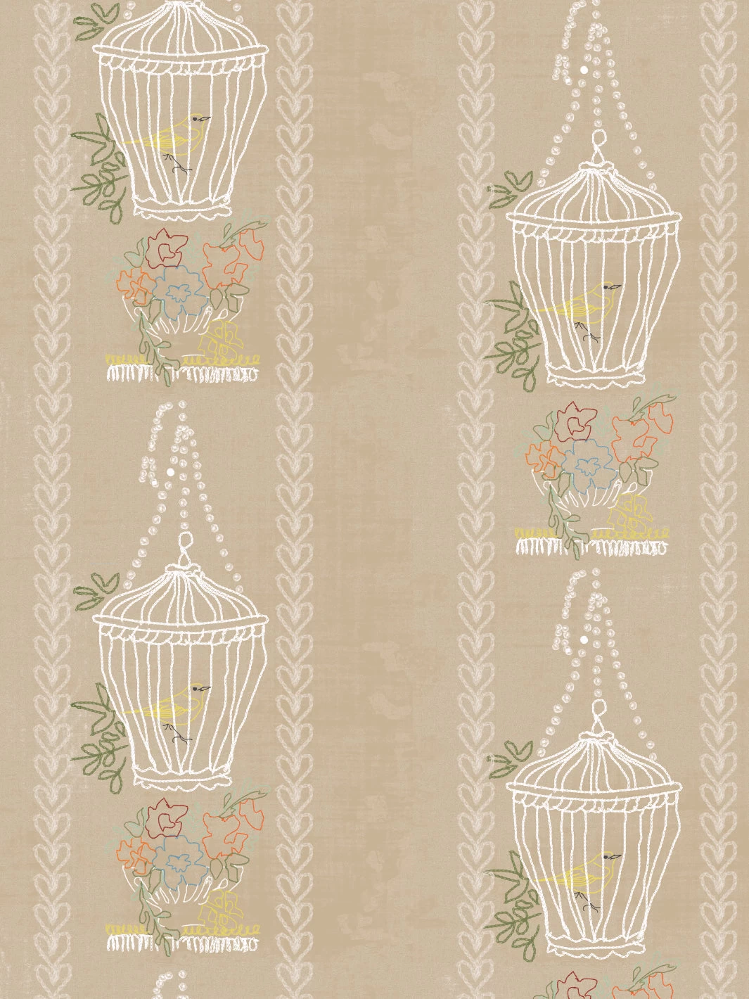 'Embroidered Birdcages' Wallpaper By Lingua Franca - Linen 4 'Embroidered Birdcages' Wallpaper By Lingua Franca - Linen - Image 2