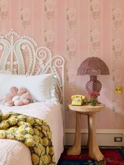 'Embroidered Birdcages' Wallpaper By Lingua Franca - Pink