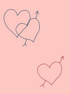 'Embroidered Hearts' Wallpaper By Lingua Franca - Pink -Wall Decoration Store Embroidered Hearts Pink Detail