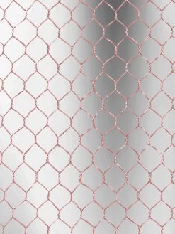 'Evelyn's Chicken Wire' Shiny Silver Wallpaper By Sarah Jessica Parker - Bleecker Blush On Mirror 7 'Evelyn's Chicken Wire' Shiny Silver Wallpaper By Sarah Jessica Parker - Bleecker Blush On Mirror -Wall Decoration Store EvelynChickenWireonSilver DustyPink Detail