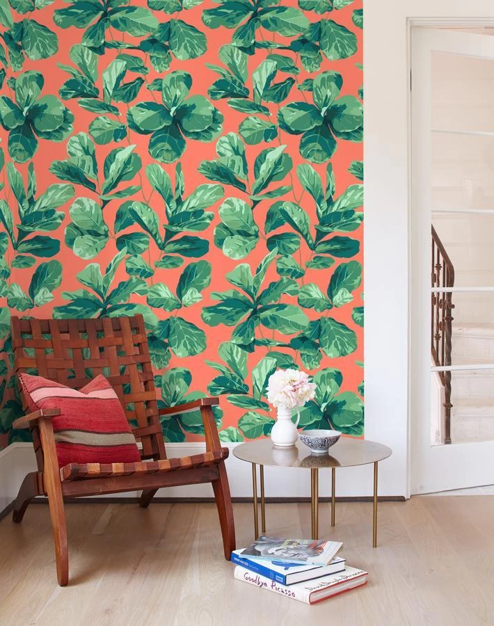 'Fiddle Fig' Wallpaper By Nathan Turner - Watermelon 4 'Fiddle Fig' Wallpaper By Nathan Turner - Watermelon - Image 2