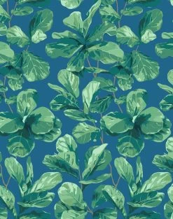 'Fiddle Fig' Wallpaper By Nathan Turner - Cadet Blue