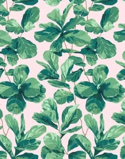 'Fiddle Fig' Wallpaper By Nathan Turner - Pink