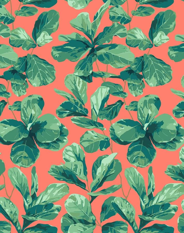 'Fiddle Fig' Wallpaper By Nathan Turner - Watermelon 3 'Fiddle Fig' Wallpaper By Nathan Turner - Watermelon
