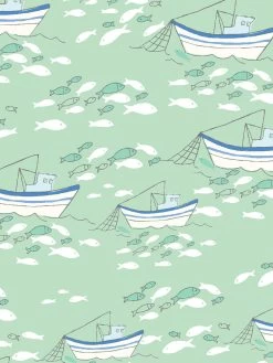 'Fishing Boats' Wallpaper By Tea Collection - Aventurine 7 'Fishing Boats' Wallpaper By Tea Collection - Aventurine -Wall Decoration Store Fishing Boats by Tea Collection Aventurine Detail