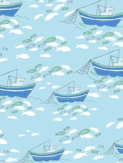 'Fishing Boats' Wallpaper By Tea Collection - Baby Blue 7 'Fishing Boats' Wallpaper By Tea Collection - Baby Blue -Wall Decoration Store Fishing Boats by Tea Collection Baby Blue Detail