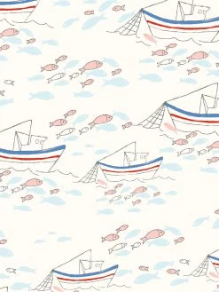 'Fishing Boats' Wallpaper By Tea Collection - Ivory 7 'Fishing Boats' Wallpaper By Tea Collection - Ivory -Wall Decoration Store Fishing Boats by Tea Collection Ivory Detail