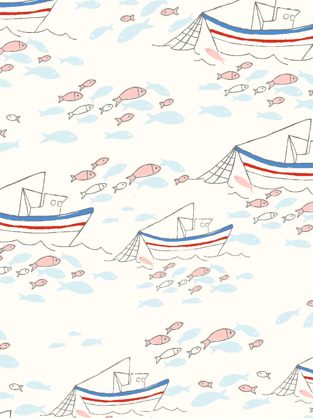 'Fishing Boats' Wallpaper By Tea Collection - Ivory 5 'Fishing Boats' Wallpaper By Tea Collection - Ivory - Image 3