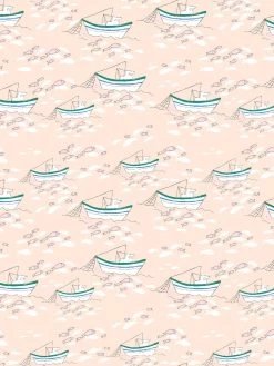 'Fishing Boats' Wallpaper By Tea Collection - Peach