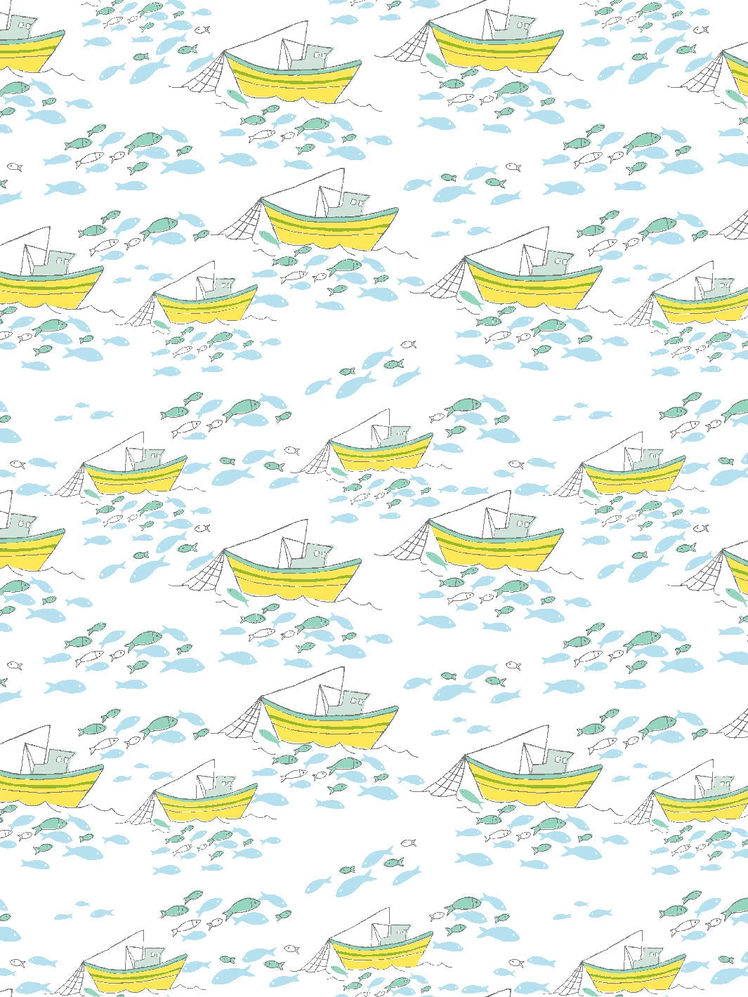 'Fishing Boats' Wallpaper By Tea Collection - White 3 'Fishing Boats' Wallpaper By Tea Collection - White