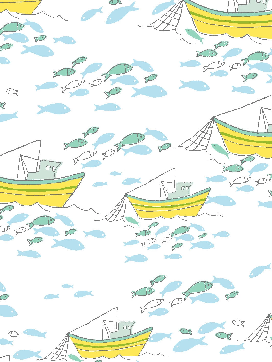 'Fishing Boats' Wallpaper By Tea Collection - White 5 'Fishing Boats' Wallpaper By Tea Collection - White - Image 3