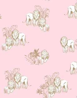 'Foliage Lions' Wallpaper By Tea Collection - Ballet Slipper