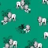 'Foliage Lions' Wallpaper By Tea Collection - Emerald