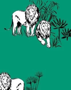 'Foliage Lions' Wallpaper By Tea Collection - Emerald -Wall Decoration Store Foliage Lions Emerald detail ce54fa99 6c28 4be8 bbfc 7e58160d46a6