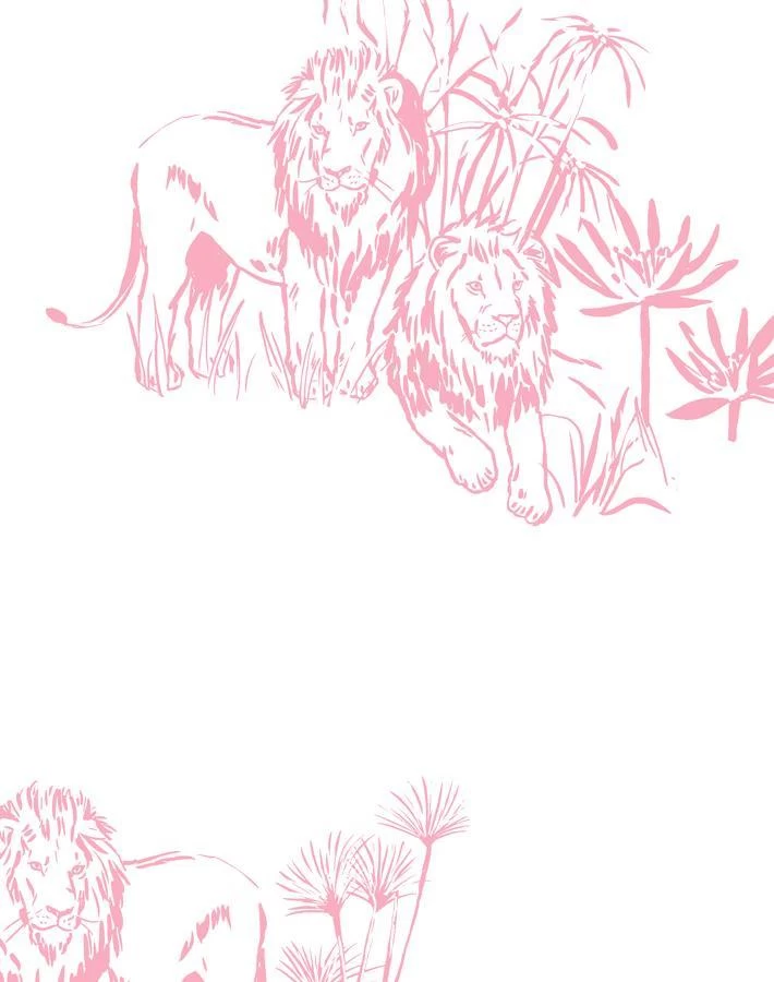 'Foliage Lions' Wallpaper By Tea Collection - Pink 5 'Foliage Lions' Wallpaper By Tea Collection - Pink - Image 3