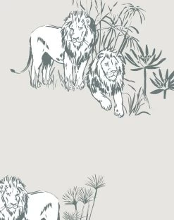 'Foliage Lions' Wallpaper By Tea Collection - Sand -Wall Decoration Store Foliage Lions Sand detail 58316668 7602 46d1 b0cc a3e713d96ae2