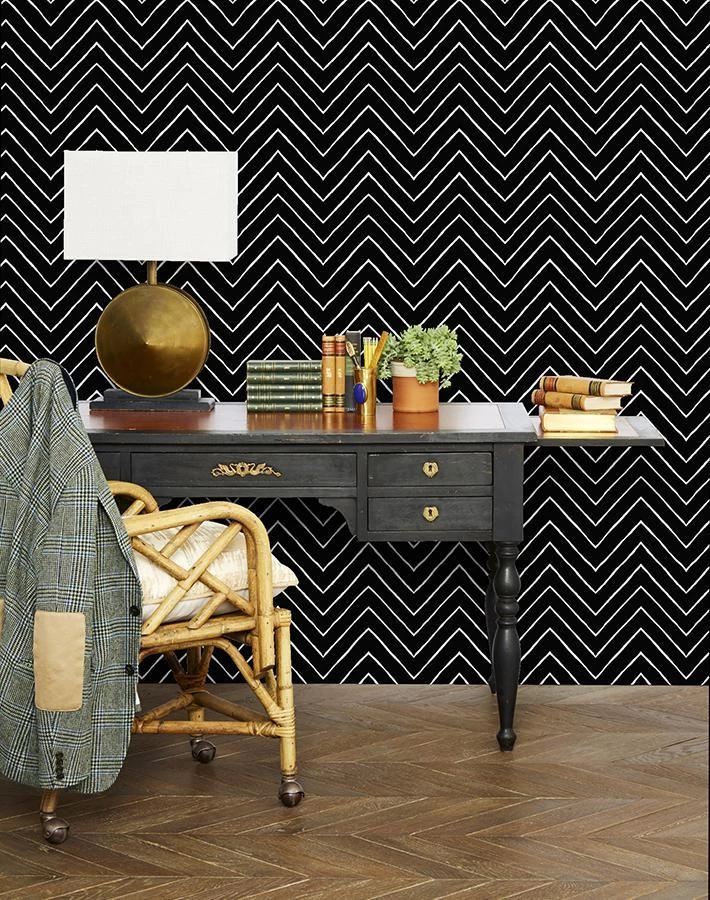 'Frances Chevron' Wallpaper By Wallshoppe - Onyx 4 'Frances Chevron' Wallpaper By Wallshoppe - Onyx - Image 2