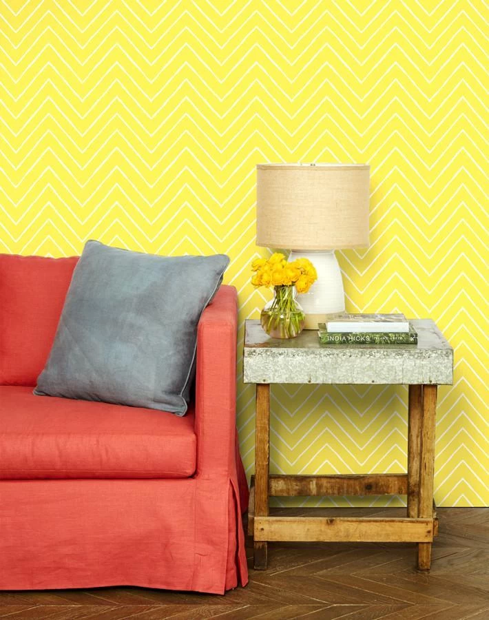 'Frances Chevron' Wallpaper By Wallshoppe - Daffodil 4 'Frances Chevron' Wallpaper By Wallshoppe - Daffodil - Image 2