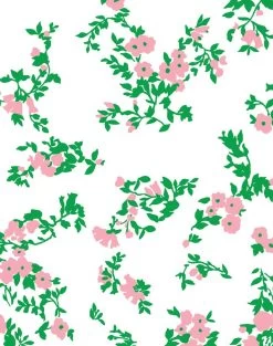 'Françoise Floral' Wallpaper By Clare V. - Pink / White -Wall Decoration Store Francoise Floral by Clare V Pink Green detail