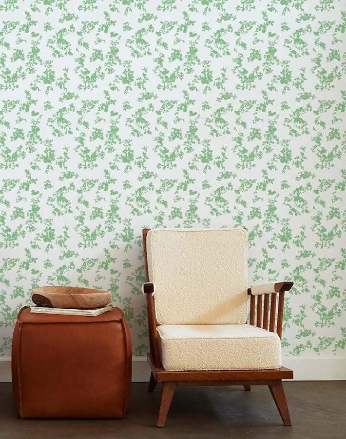 'Françoise Floral' Wallpaper By Clare V. - Spring Green / White 4 'Françoise Floral' Wallpaper By Clare V. - Spring Green / White - Image 2