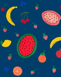 'Fruit Punch' Wallpaper By Carly Beck - Deep Navy