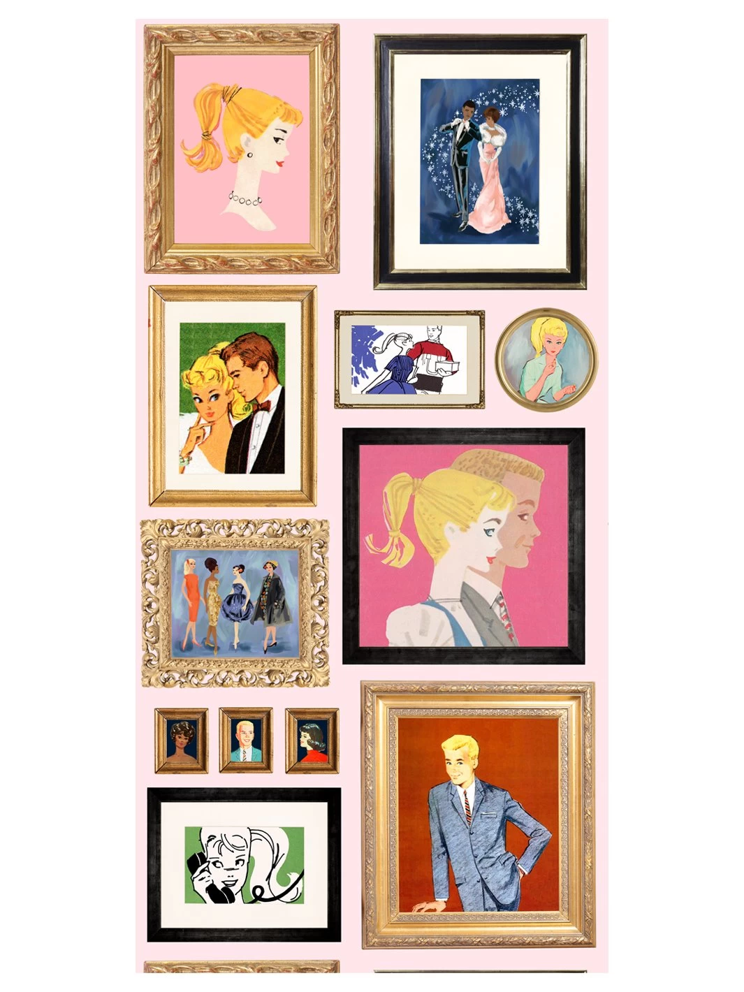 'Gallery Walls Illustrated' Wallpaper By Barbie™ - Pink 4 'Gallery Walls Illustrated' Wallpaper By Barbie™ - Pink - Image 2