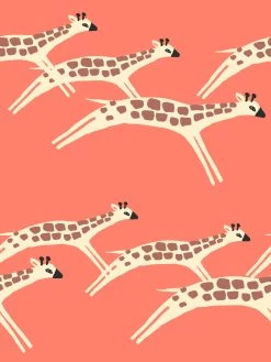 'Galloping Giraffes' Wallpaper By Tea Collection - Watermelon 7 'Galloping Giraffes' Wallpaper By Tea Collection - Watermelon -Wall Decoration Store Galloping Giraffes by Tea Collection Watermelon Detail