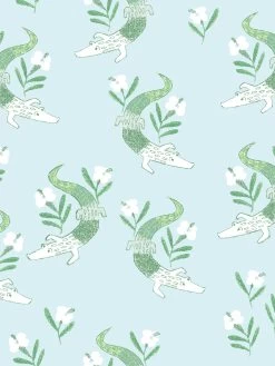 'Gator Garden' Wallpaper By Tea Collection - Pale Blue