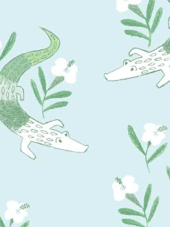 'Gator Garden' Wallpaper By Tea Collection - Pale Blue -Wall Decoration Store Gator Garden by Tea Collection Pale Blue Detail