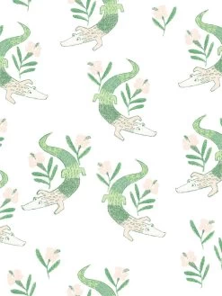 'Gator Garden' Wallpaper By Tea Collection - White