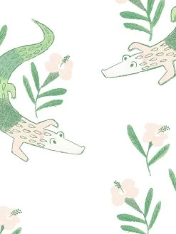 'Gator Garden' Wallpaper By Tea Collection - White -Wall Decoration Store Gator Garden by Tea Collection White Detail