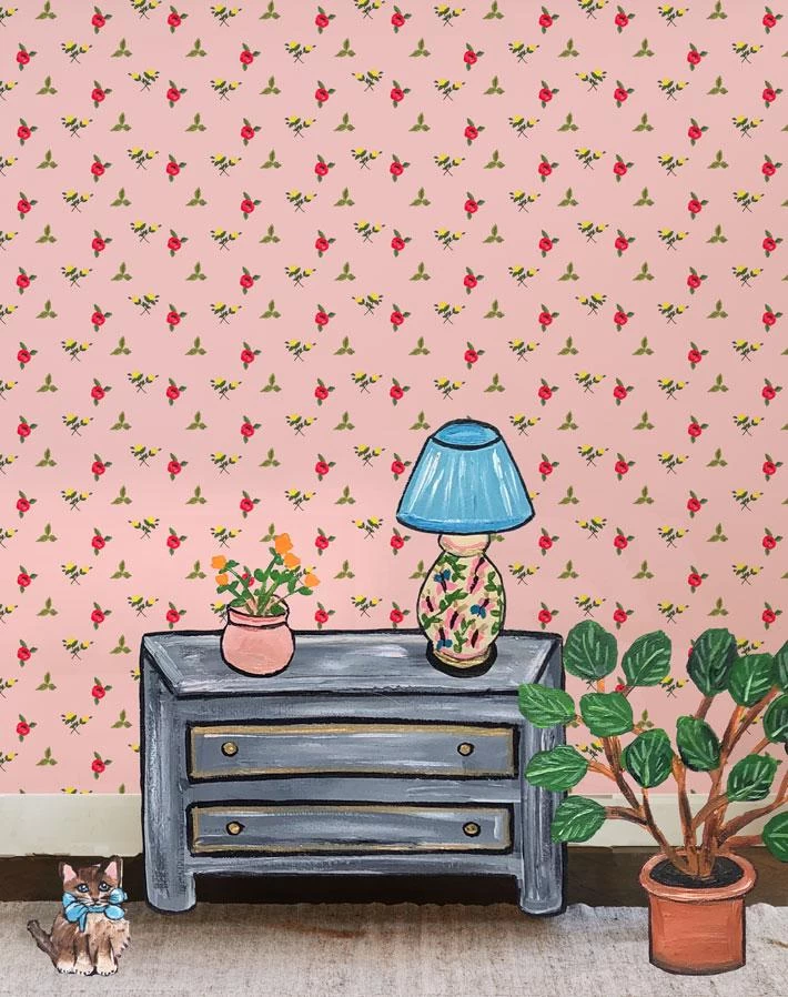 'Grand Villa Garden' Wallpaper By Carly Beck - Pink 4 'Grand Villa Garden' Wallpaper By Carly Beck - Pink - Image 2
