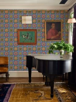 'Granny Squares' Wallpaper By Lingua Franca - Blue Multi