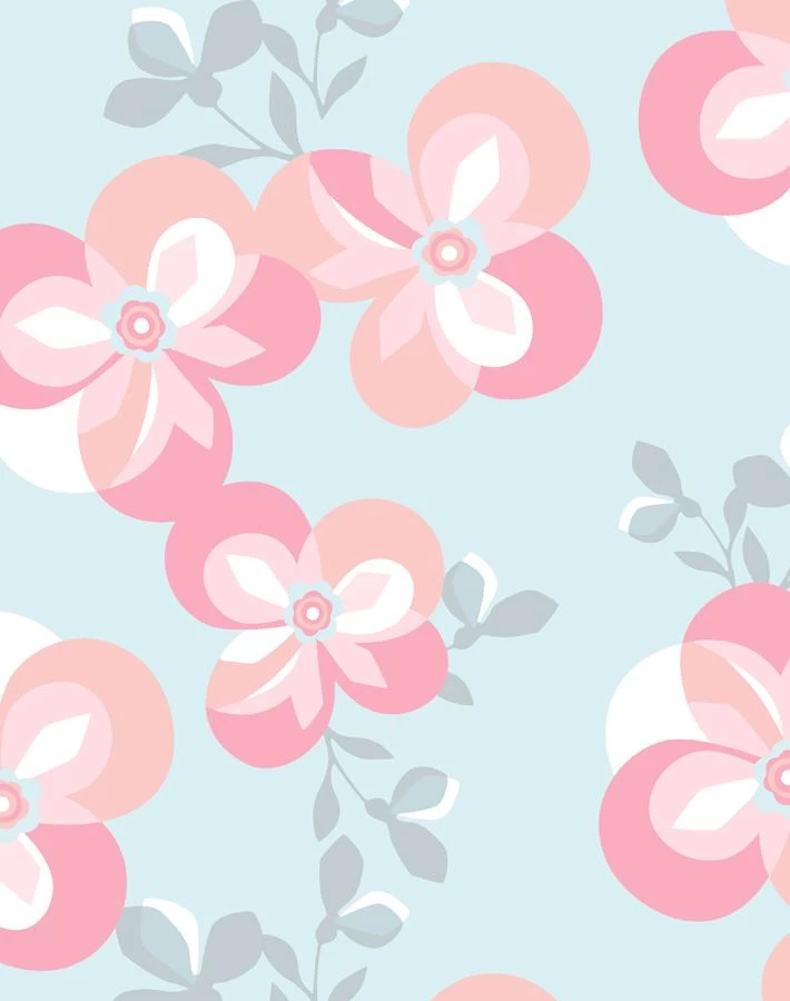 'Graphic Flower' Wallpaper By Tea Collection - Pale Blue 5 'Graphic Flower' Wallpaper By Tea Collection - Pale Blue - Image 3