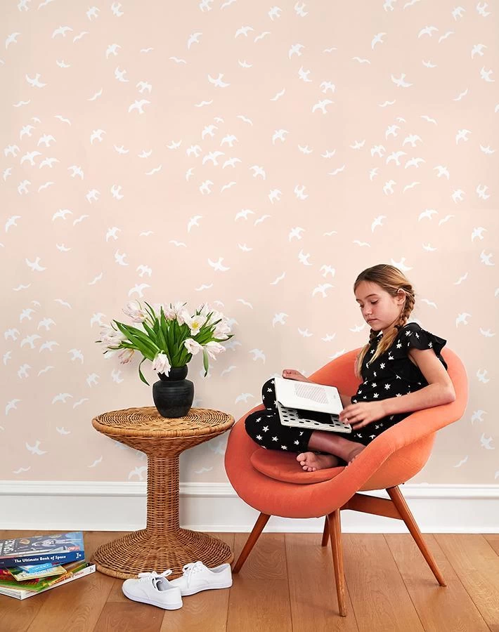 'Gulls' Wallpaper By Tea Collection - Peach 4 'Gulls' Wallpaper By Tea Collection - Peach - Image 2