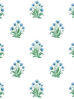 'Hillhouse Block Print' Wallpaper By Nathan Turner - Blue Green