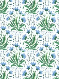 'Hillhouse Floral Multi' Wallpaper By Nathan Turner - Blue Green