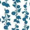 'Hollyhock' Wallpaper By Clare V. - Cadet Blue