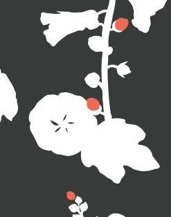 'Hollyhock' Wallpaper By Clare V. - Charcoal -Wall Decoration Store Hollyhock Charcoal detail 922c0f89 f136 46e2 83e5 6257be6eca10