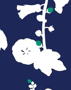 'Hollyhock' Wallpaper By Clare V. - Navy Teal 8 'Hollyhock' Wallpaper By Clare V. - Navy Teal -Wall Decoration Store Hollyhock Navy Teal detail cf1da480 d2f1 477c 9bab 0bea1c868bae