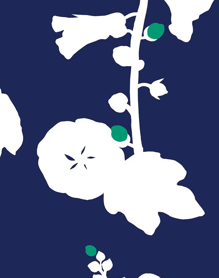 'Hollyhock' Wallpaper By Clare V. - Navy Teal 5 'Hollyhock' Wallpaper By Clare V. - Navy Teal - Image 3