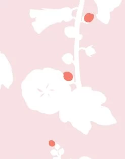 'Hollyhock' Wallpaper By Clare V. - Pink -Wall Decoration Store Hollyhock Shell detail 21b33811 3796 424c aa8d 77633ddb63ae