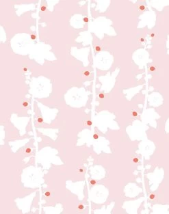 'Hollyhock' Wallpaper By Clare V. - Pink -Wall Decoration Store Hollyhock Shell product 55cc8dba f52b 40e9 a532 fceeb32d90ca