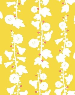 'Hollyhock' Wallpaper By Clare V. - Yellow
