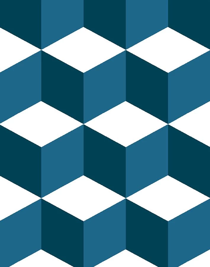 'Ice Cubist' Wallpaper By Wallshoppe - Indigo 5 'Ice Cubist' Wallpaper By Wallshoppe - Indigo - Image 3