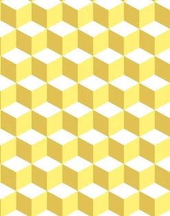 'Ice Cubist' Wallpaper By Wallshoppe - Yellow