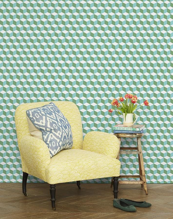 'Ice Cubist' Wallpaper By Wallshoppe - Caribbean 4 'Ice Cubist' Wallpaper By Wallshoppe - Caribbean - Image 2