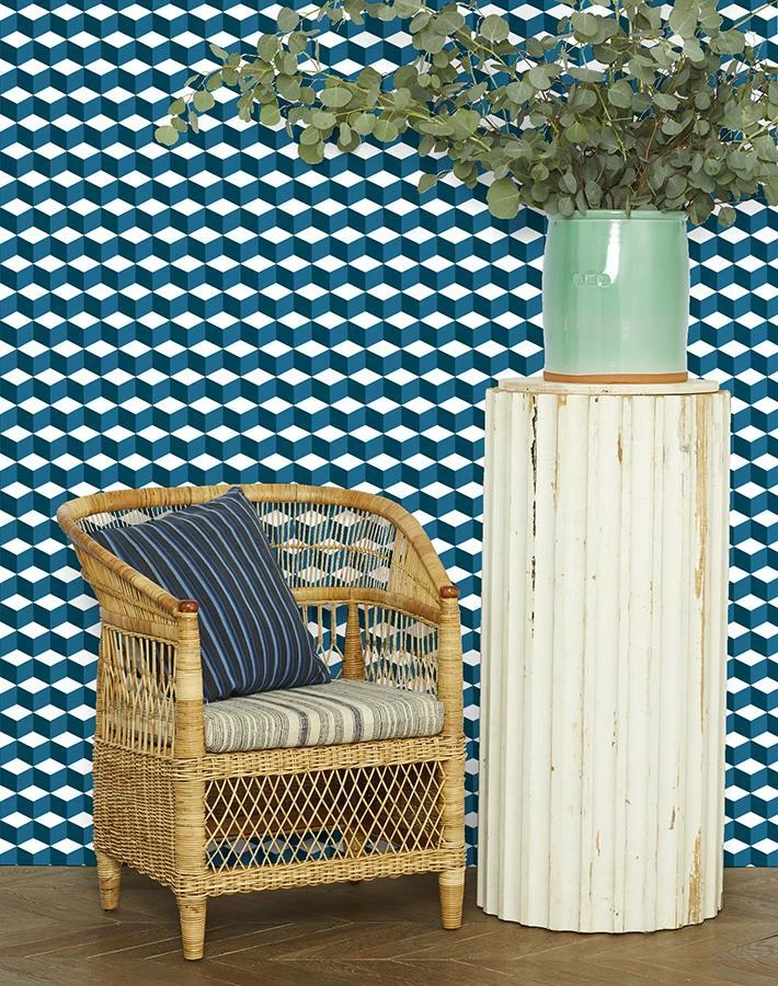 'Ice Cubist' Wallpaper By Wallshoppe - Indigo 4 'Ice Cubist' Wallpaper By Wallshoppe - Indigo - Image 2