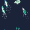 'Island Boats' Wallpaper By Tea Collection - Navy